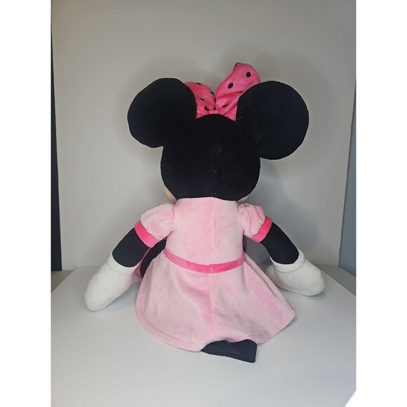 Disney MINNIE MOUSE 18" Plush Stuffed Animal Pink Black Polka Dot Bow - Picture 3 of 4